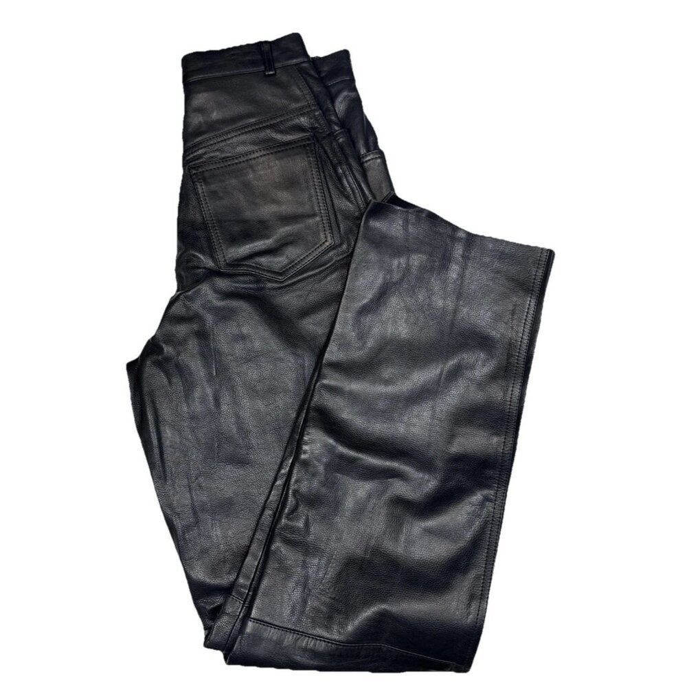 Bodø Christensen Women’s Black Leather Pants Size 6‎ Broken Zipper Straight Leg